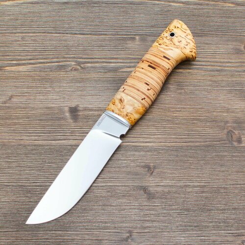 Нож туристический Сталкер 110Х18М-ШД Полированный Дюраль Карельская береза Береста Ножи Lemax (Лемакс)