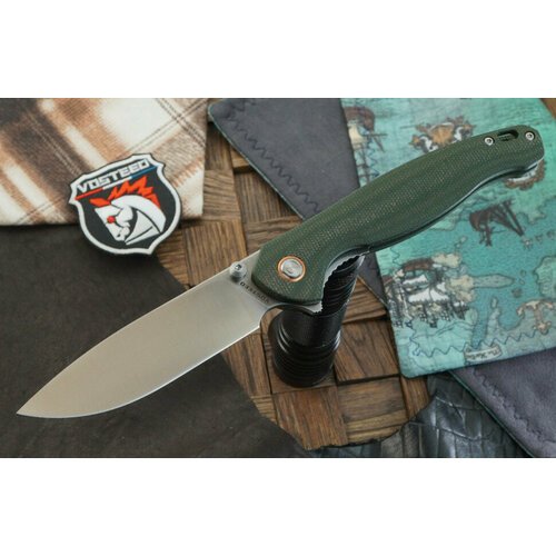 Складной нож Vosteed Labrador, сталь 154CM, сатин, рукоять зеленая микарта