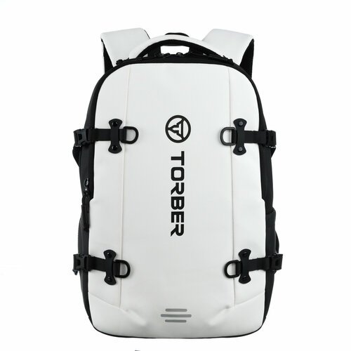 Рюкзак спортивный TORBER Xtreme TS1101WH с отделением для ноутбука 18', белый/чёрный, полиэстер 900D, 31х12х46 см, 17 л