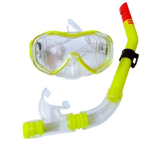 E39248-3 Набор для плавания взрослый маска+трубка (ПВХ) (желтый)