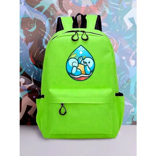 Большой зеленый рюкзак с DTF принтом аниме покемоны - 2247