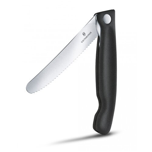 Нож для овощей VICTORINOX SwissClassic, складной, лезвие 11 см с волнистой заточкой, чёрный, 6.7833. FB