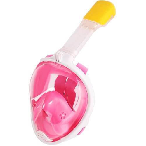 Маска для плавания с трубкой полнолицевая S/M с креплением для экшн-камеры, маска для подводного плавания, маска для снорклинга детская, розовая