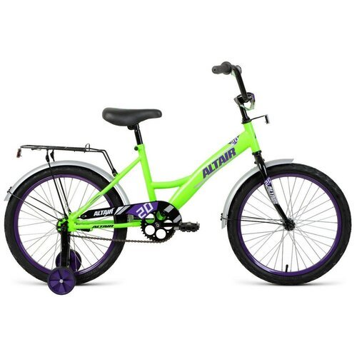 Детский велосипед Altair Kids 20, год 2022, цвет Зеленый-Фиолетовый
