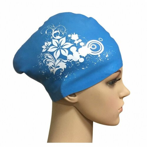 Шапочка для плавания детская силикон Ronin H310 на длинные волосы (Голубой)