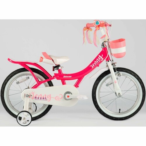 Велосипед детский Royal Baby EZ Jenny 16 красный для детей от 4 до 6 лет стальной с защитой цепи, звонком, крыльями, 1 скорость, ободной и барабанный тормоза розовый на рост 105-135 см