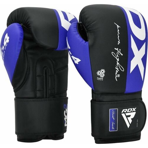 Боксерские перчатки RDX F4 спарринговые перчатки на липучках, черно-синие, 10 унций