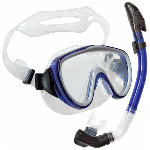 Набор для плавания взрослый E39241 маска, трубка (Силикон) (синий)