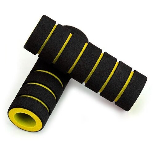 Неопреновые мягкие накладки грипсы GCsport желтые, длина 10,8см - 2шт (для велоруля, турника, инвентаря)