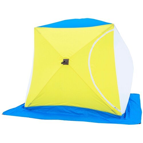 Палатка для рыбалки двухместная СТЭК Куб 2, белый/желтый/голубой