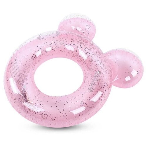 Детский плавательный круг, надувной круг, круг для плавания, круг надувной с ручками, с ушками розовый