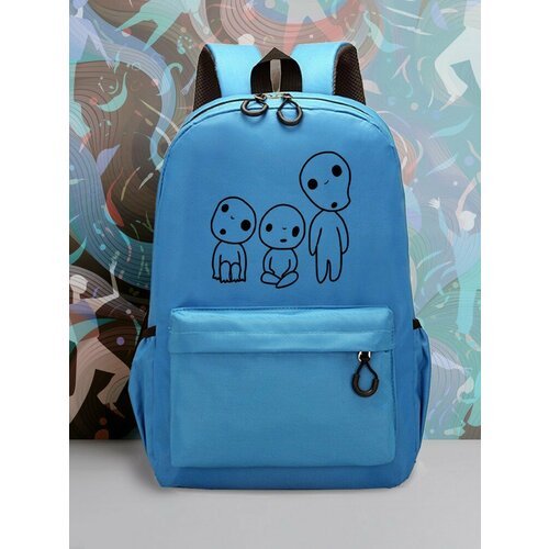 Большой голубой рюкзак с DTF принтом аниме Принцесса Мононоке - 2488