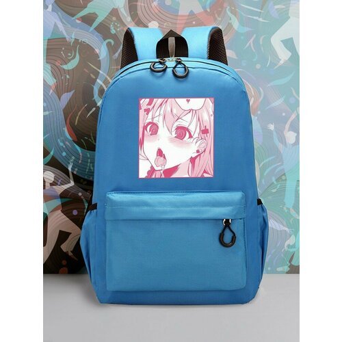Большой голубой рюкзак с DTF принтом аниме девушка - 2085