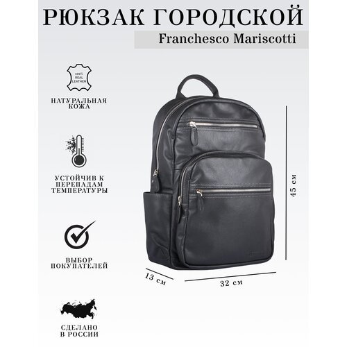 Рюкзак мужской/ на работу/ на учёбу/ в отпуск /городской /бизнес модель /кожаный для ноутбука/ casual/Franchesco Mariscotti