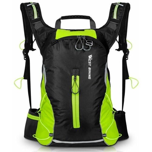 Рюкзак WEST BIKING 16л, для велоспорта, путешествий, кемпинга - черный с зеленым