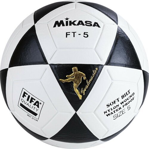 Мяч для футбола MIKASA FT5 FQ-BKW, р.5, FIFA Quality, ПУ, 32 пан, термосшивка, бело-черный