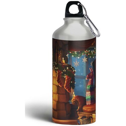 Бутылка спортивная/туристическая фляга новый год фортнайт (fortnite, рождество) - 5957