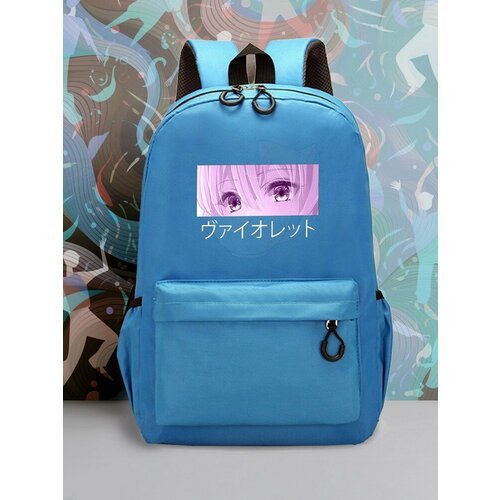 Большой голубой рюкзак с DTF принтом аниме девушка - 2049