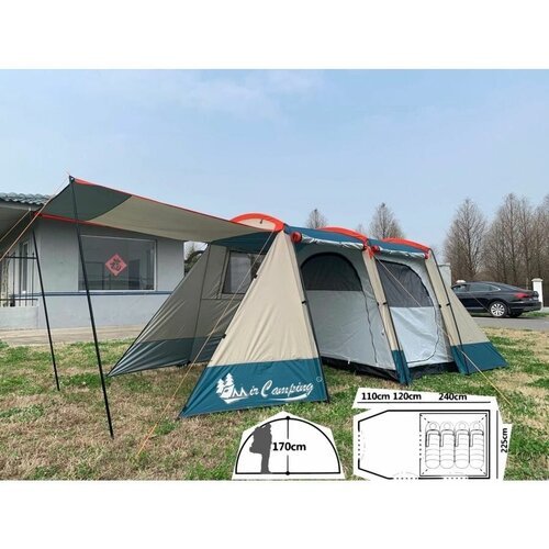 Палатка туристическая 4 местная с большой тамбуром кемпинговая mircamping ART-019