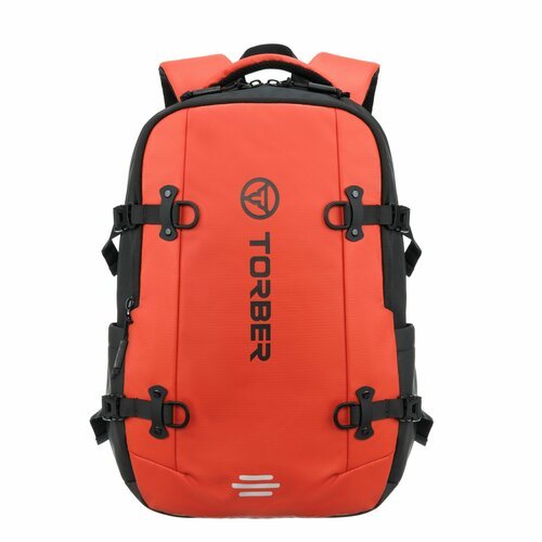 Рюкзак спортивный мужской женский TORBER Xtreme, ортопедический, с отделением для ноутбука 18', 17 л, оранжевый/черный
