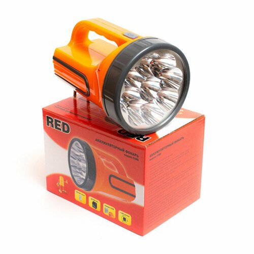 Фонари Яркий Луч Фонарь RED 5388 аккумуляторный, 9 LED, 2 реж. (5/9), встр. вилка для прямой зарядки от 220В