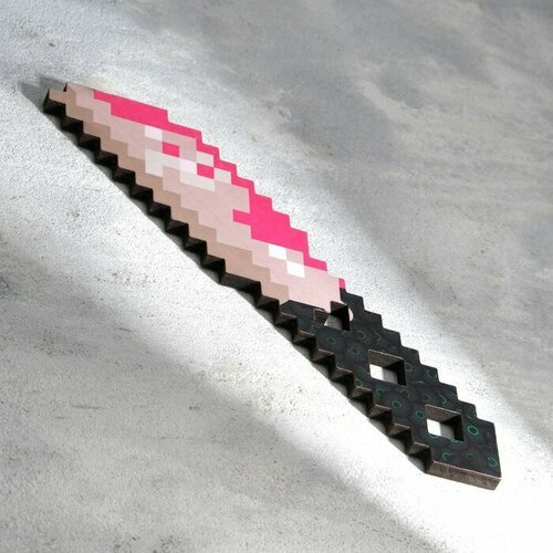 Сувенир деревянный 'Нож', 20 см, пиксельный, с розовым клинком