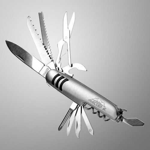 Нож швейцарский 'Спасатель' 12в1, серебристый