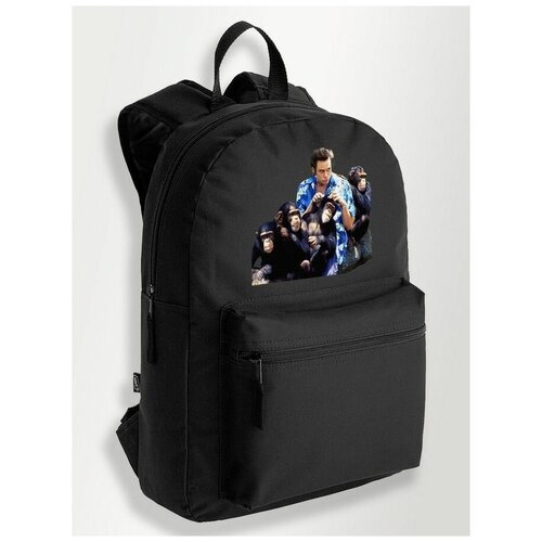Черный школьный рюкзак с DTF печатью фильмы Джим Керри (Jim Carrey, актер, комик, маска - 208