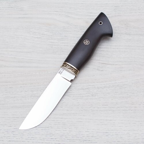 Нож туристический Сталкер 95Х18 (кованая сталь) Полированный Мельхиор Черный граб Ножи Lemax (Лемакс)