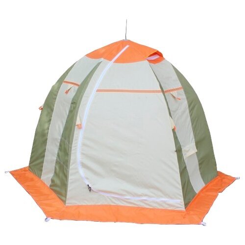 Палатка для рыбалки двухместная Митек Нельма 2, белый/зеленый/оранжевый