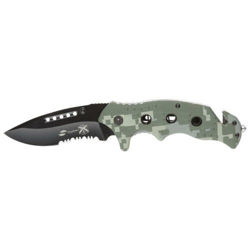 Нож складной STINGER FK-008X с чехлом зеленый/серый