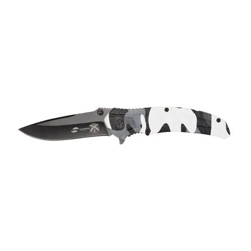 Нож Stinger, 84 мм, рукоять: алюминий, черн.-бел. камуфляж, картонная коробка