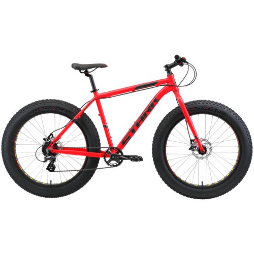Велосипед STARK Fat 26.2 HD (2021), горный (взрослый), рама 18', колеса 26', красный/черный, 15.9кг