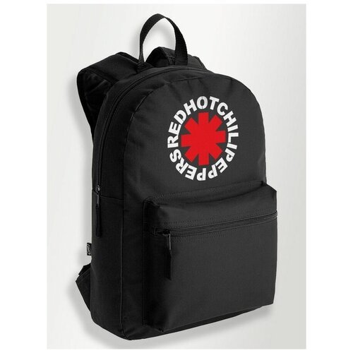 Черный школьный рюкзак с DTF печатью RHCP (Red Hot Chili Peppers, music, rock) - 1036