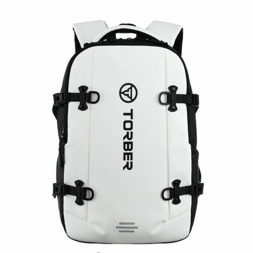Рюкзак спортивный мужской женский TORBER Xtreme, ортопедический, с отделением для ноутбука 18', 17 л, белый/черный