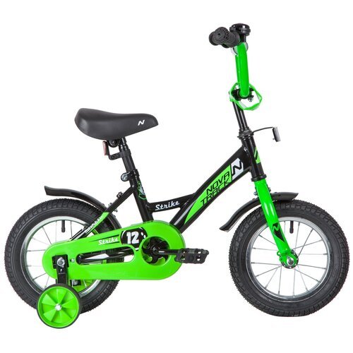 Детский велосипед NOVATRACK Strike 12 Черный-зеленый
