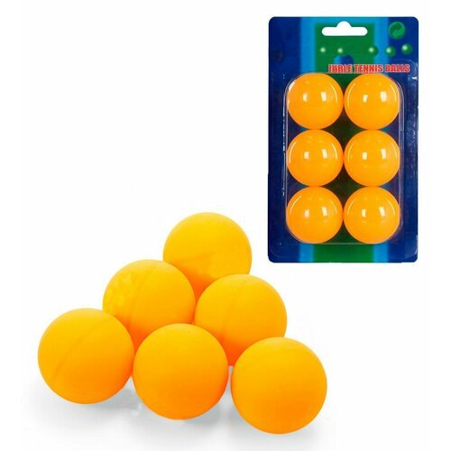 Мячи для настольного тенниса, 6 шт. в блистере / Шарики для настольного тенниса, цвет оранжевый / Набор мячиков для пинг-понга, 40 мм.
