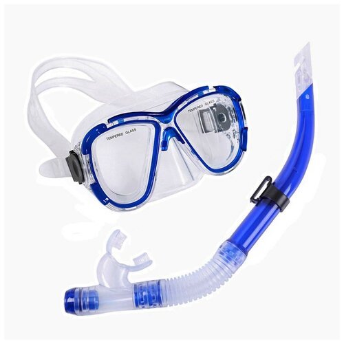 Набор для плавания взрослый E39228 маска, трубка (ПВХ) (синий)
