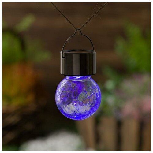 Фонарь садовый на солн. бат. 'Лампочка Прозрачная', 6 х 9 см, 1 LED, стекло, RGB./В упаковке шт: 1