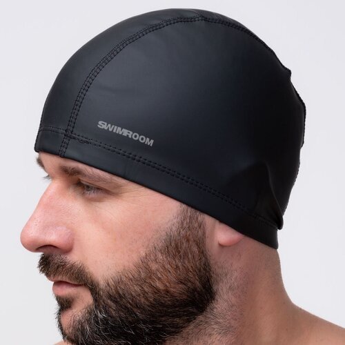 Комбинированная шапочка для плавания / бассейна SwimRoom “PU Swim Cap”, Взрослая, Цвет Черный