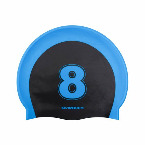 Силиконовая шапочка для плавания / бассейна SwimRoom «8», цвет черный/синий