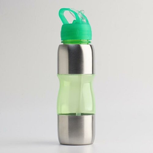 Бутылка для воды велосипедная, 650 мл, 'Альби', с поильником, 25 х 6 см, зелёная
