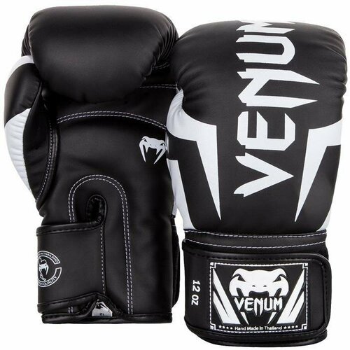 Боксерские перчатки тренировочные Venum Elite - Black/White (16 oz)