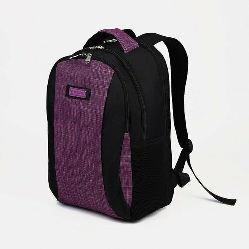 Рюкзак школьный из текстиля на молнии, отделение для ноутбука, наружный карман, цвет сиреневый