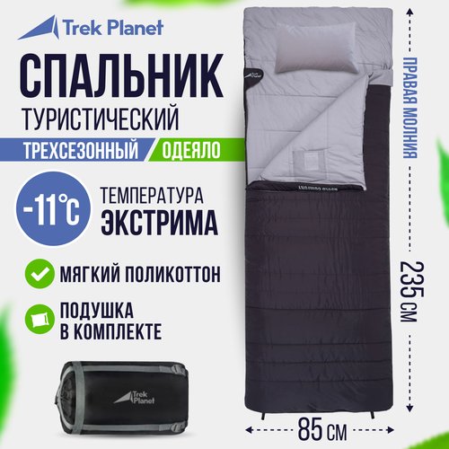Спальный мешок TREK PLANET Asolo Comfort, правая молния, антрацит