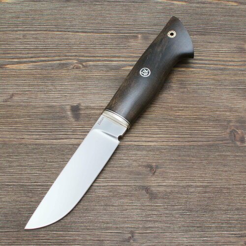 Нож туристический Сталкер Elmax (порошковая сталь) Полированный Нейзильбер Стабилизированная карельская береза коричневая Ножи Lemax (Лемакс)