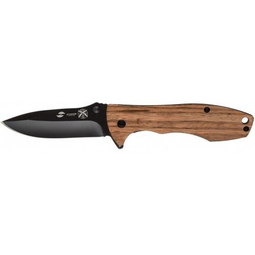 Stinger FK-632ZW Нож складной stinger, 80 мм, (чёрный), материал рукояти: сталь/эбеновое дерево (коричневый)