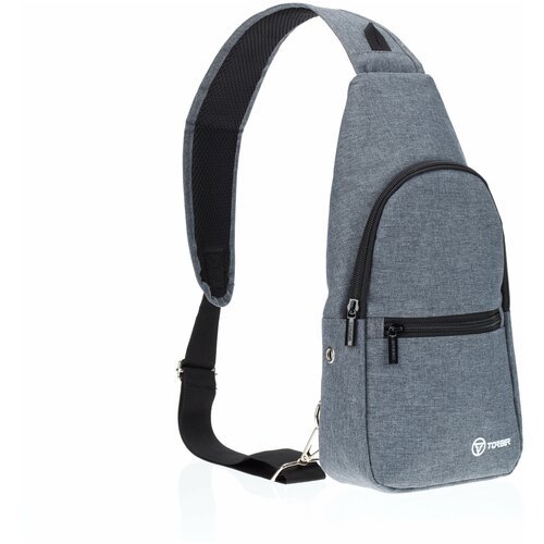Рюкзак TORBER с одним плечевым ремнем, серый, полиэстер 300D, T062-GRE