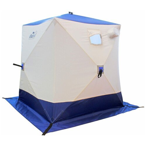 Палатка двухместная СЛЕДОПЫТ Куб однослойная зимняя 2 240D 1,5х1,5м, белый/синий
