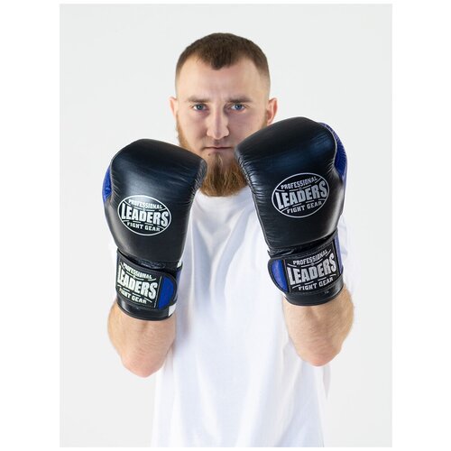 Перчатки боксерские LEADERS LiteSeries (черно-синие) (12 oz)